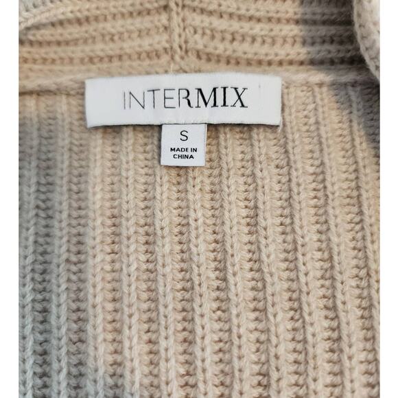 Intermix Charlie Cream Wool Cashmere Blend Fringed Ribbed Cardigan size Small - Picture 4 of 8